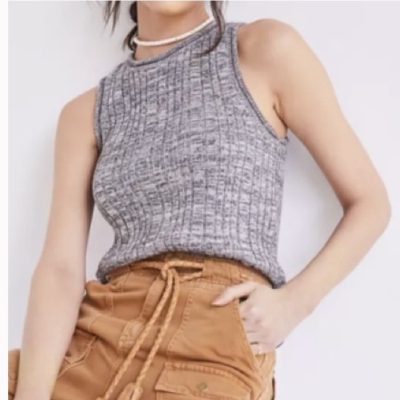 Pilcro Anthropologie Gray Ribbed Sleeveless Top - Picture 1 of 8